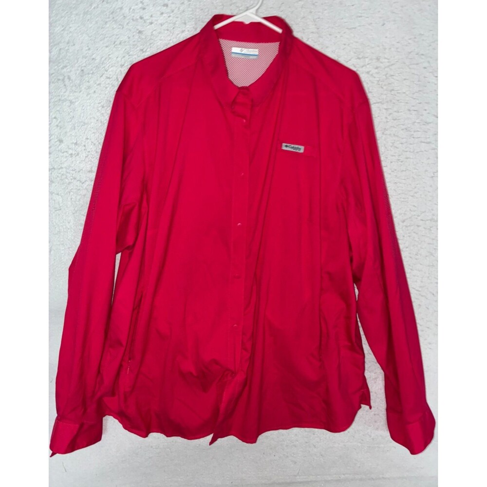Columbia PFG Shirt Womens 3X Tamiami Long Sleeve Omni-Shade Red Pink Vented